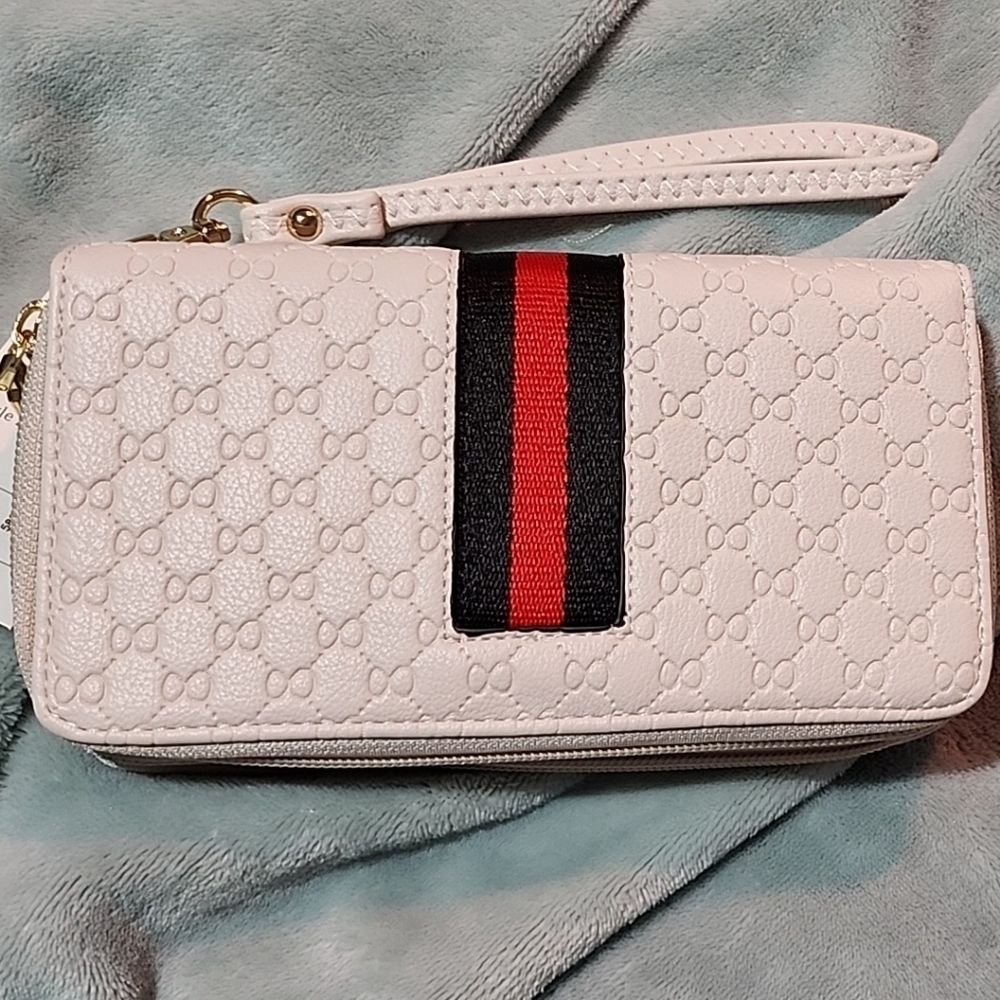 603. NWT Stylish Beige Wallet with Wrist Strap